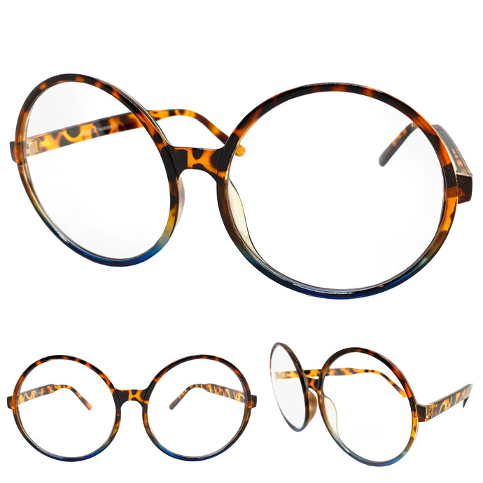 Oversized Vintage Retro Style Clear Lens EYEGLASSES X-Large Tortoise Frame 1734