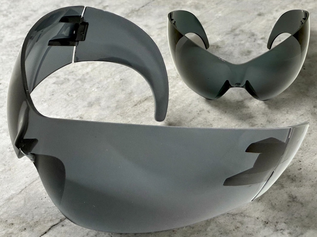 Oversized Space Futuristic Robotic Cyclops Shield Costume Party SUNGLASSES Huge Dark Gray Lens 2170