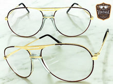 Classic TRUE Vintage Retro Aviator Style Clear Lens EYEGLASSES Gold Frame - Glass Lens M306