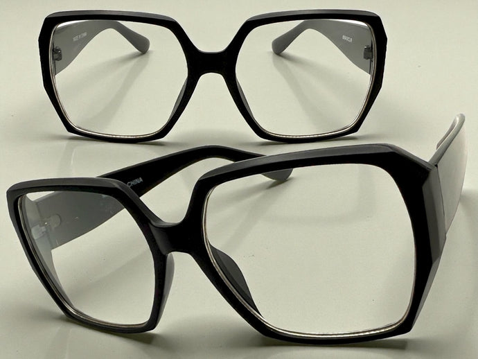 Oversized Classic Vintage Retro Style Clear Lens EYEGLASSES Large Square Black Frame 80843