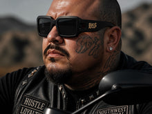 Classic Hardcore Biker Gangster Style LOCS SUNGLASSES Large Thick Matte Black Frame - Dark Lens 91336