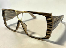 Oversized Classic Vintage Retro Shield Style Clear Lens EYEGLASSES Large Beige & Brown Frame 3130