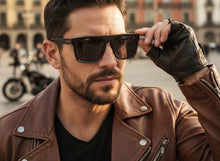 Classic Sporty Driving Fishing Biker SUNGLASSES Large Square Black Frame - Dark Lens E2183