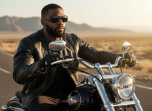 Classic Hardcore Gangster Biker Style Choppers SUNGLASSES Thick Carbon Fiber Frame - Dark Lens 6786