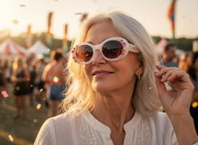 Classic Elegant Vintage Retro Style SUNGLASSES Thick Off White Oval Floral Frame 17008