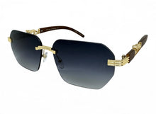 Classy Elegant Luxury Hip Hop Rapper Style SUNGLASSES Gold & Faux Wooden Frame - Gradient Lens 27804