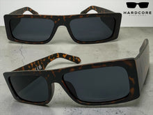 Classic Hardcore Biker Gangster Style SUNGLASSES Thick Rectangular Tortoise Frame - Dark Lens 81019
