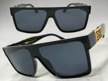 Classic Hardcore Biker Gangster Shield Style LOCS SUNGLASSES Large Black Frame - Dark Lens 91324