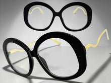 Oversized Vintage Retro Style Clear Lens EYEGLASSES Large Round Black Frame 16020