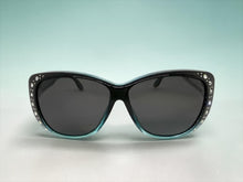 Women's Classy Elegant Luxurious Bling POLARIZED SUNGLASSES Black & Blue Frame Over RX Glass Fit 7833