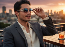 Classic Vintage Retro Luxury Hip Hop Rapper Style SUNGLASSES Oval Silver Frame - Blue Lens 27736
