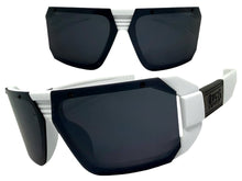 Classic Hardcore Biker Gangster Wrap Around LOCS SUNGLASSES Large White Frame - Dark Lens 91202