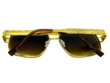 Classic Vintage Retro Luxury Hip Hop Rapper Style SUNGLASSES Square Gold Frame - Honey Lens E2206