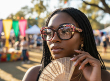 Oversized Vintage Retro Cat Eye Style Clear Lens EYEGLASSES Large Burgundy Frame - Flowers & Gold Leaf Accents 6806 (Copy)