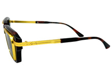 Classic Vintage Retro Luxury Hip Hop Rapper Style SUNGLASSES Square Brown & Gold Frame - Green Lens 81063