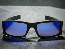 Classic Hardcore Gangster Biker Style Choppers SUNGLASSES Thick Black Frame - Blue Lens 6785