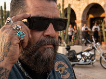 Classic Hardcore Biker Gangster Style SUNGLASSES Thick Rectangular Black Frame - Dark Lens 81019