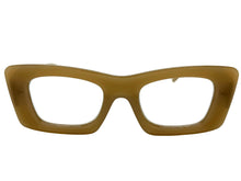 Exaggerated Classic Vintage RETRO Cat Eye Style READING GLASSES READERS Khaki Frame - Lens Strength +1.50