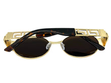 Classic Vintage Retro Luxury Hip Hop Rapper Style SUNGLASSES Oval Gold Frame - Brown Lens 27736