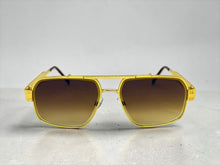 Classic Vintage Retro Luxury Hip Hop Rapper Style SUNGLASSES Square Gold Frame - Honey Lens E2206