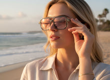 Classic Vintage Retro Luxury Hip Hop Style SUNGLASSES Square Gray Frame - Pink Lens E2036