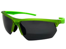 Classic Sporty Wrap Around Fishing Cycling POLARIZED Lens SUNGLASSES Semi Rimless Neon Green Frame 5124