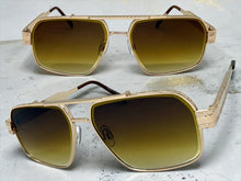 Classic Vintage Retro Luxury Hip Hop Rapper Style SUNGLASSES Square Rose Gold Frame - Honey Lens E2206