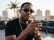Classy Elegant Luxury Hip Hop Rapper Style SUNGLASSES Gold & Faux Wooden Frame - Gradient Lens 27804