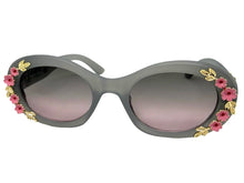 Classic Elegant Vintage Retro Style SUNGLASSES Thick Matte Gray Oval Floral Frame 17008