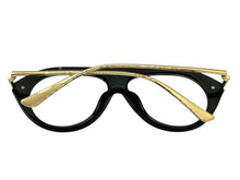 Oversized Classic Vintage Retro Style Clear Lens EYEGLASSES Large Matte Black & Gold Frame 27009