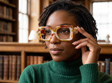 Oversized Classic Vintage Retro Style Clear Lens EYEGLASSES Thick Square Marble Frame 81218