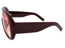 Oversized Modern Retro Shield Style SUNGLASSES Thick Red Frame - Pink Lens 2466