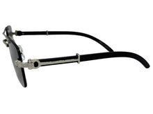Classy Elegant Luxury Hip Hop Rapper Style SUNGLASSES Silver & Faux Wooden Frame - Gray Lens E2176