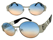 Classic Vintage Retro Luxury Hip Hop Rapper Style SUNGLASSES Oval Silver Frame - Blue Lens 27736