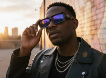 Classic Hardcore Biker Gangster Style LOCS SUNGLASSES X-Large Thick Black Frame - Green Lens 91321