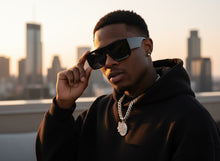 Classic Hardcore Biker Gangster Style SUNGLASSES Large Thick Black Frame - Dark Lens B0335
