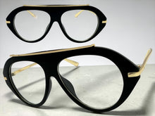 Oversized Classic Vintage Retro Style Clear Lens EYEGLASSES Large Matte Black & Gold Frame 27009