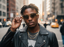 Classy Elegant Luxury Hip Hop Rapper Style SUNGLASSES Gold & Faux Wooden Frame - Brown Lens E2176