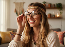 Oversized Vintage Retro Style Clear Lens EYEGLASSES X-Large Round Brown Frame 15032