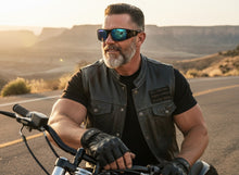 Classic Hardcore Gangster Biker Style Choppers SUNGLASSES Thick Black Frame - Blue Lens 6786