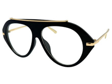 Oversized Classic Vintage Retro Style Clear Lens EYEGLASSES Large Black & Gold Frame 27009