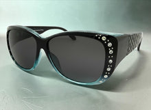 Women's Classy Elegant Luxurious Bling POLARIZED SUNGLASSES Black & Blue Frame Over RX Glass Fit 7833