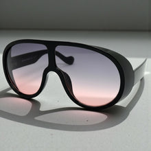 Oversized Exaggerated Vintage Retro Shield Style SUNGLASSES X-Large Black Frame - Gradient Lens 58843
