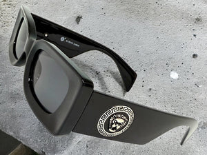 Classic Hardcore Biker Gangster Style SUNGLASSES Black Frame - Dark Lens 5015