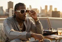 Classic Vintage Retro Luxury Hip Hop Rapper Style SUNGLASSES Large White & Gold Frame 3078