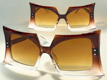 Oversized Vintage Retro Style SUNGLASSES Large Funky Brown Frame 80847