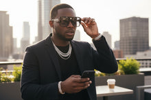 Classic Vintage Retro Luxury Hip Hop Rapper Style SUNGLASSES Large Black & Silver Frame 3078