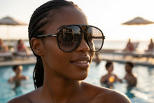 Oversized Vintage Retro Style SUNGLASSES Large Black Frame - Gradient Lens 81022