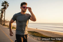 Classic Sporty Wrap Around Style SUNGLASSES Large Hot Pink Frame - Purple Lens 2745