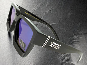 Classic Hardcore Biker Gangster Style LOCS SUNGLASSES Black Frame - Blue Lens 91209